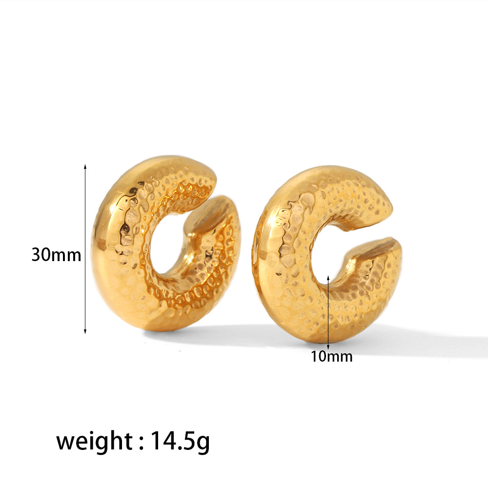 1 Pair Retro C Shape Polishing Plating Stainless Steel 18k Gold Plated Ear Cuffs