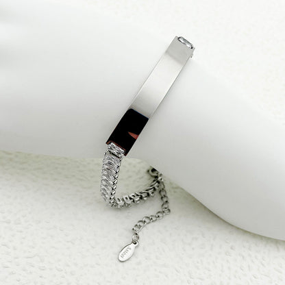 Casual Simple Style Square Stainless Steel Inlay Zircon Bracelets