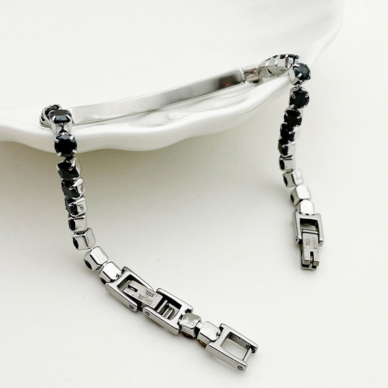 Casual Simple Style Square Stainless Steel Inlay Zircon Bracelets