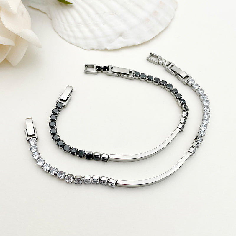 Casual Simple Style Square Stainless Steel Inlay Zircon Bracelets