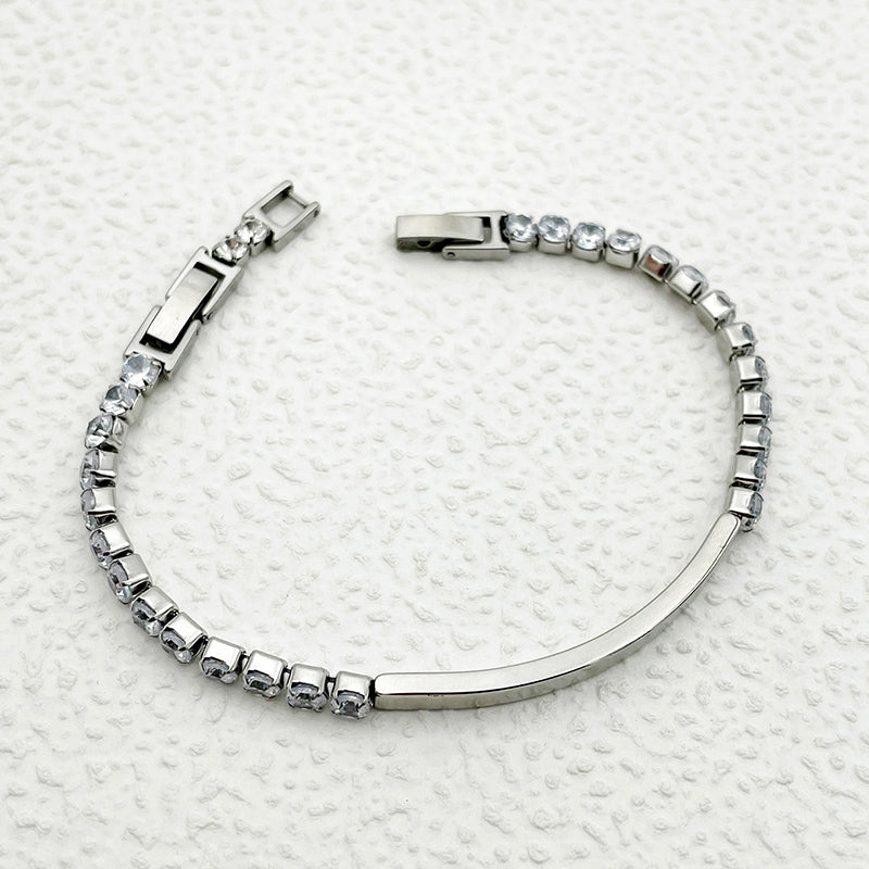 Casual Simple Style Square Stainless Steel Inlay Zircon Bracelets