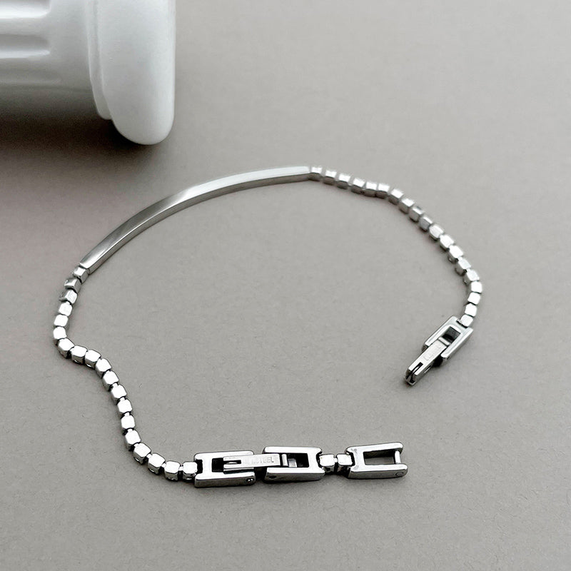 Casual Simple Style Square Stainless Steel Inlay Zircon Bracelets