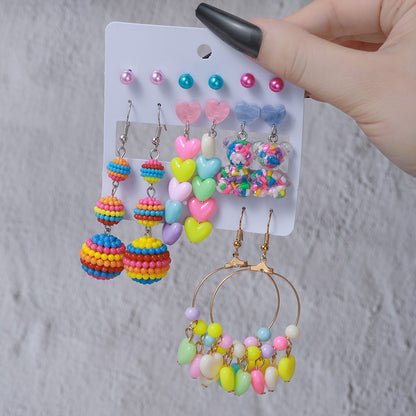 1 Set Sweet Clouds Beaded Arylic Drop Earrings