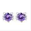 1 Pair Simple Style Cat Inlay Copper Zircon Ear Studs