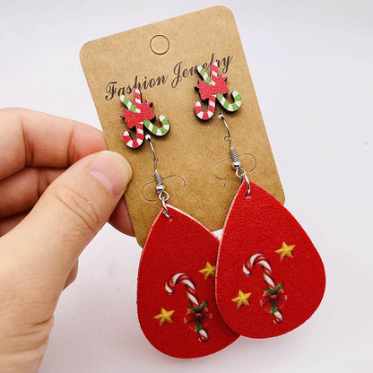 1 Set Cartoon Style Cartoon Character Leaf Pu Leather Drop Earrings Ear Studs