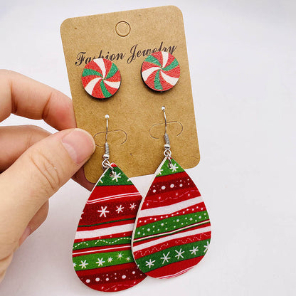 1 Set Cartoon Style Cartoon Character Leaf Pu Leather Drop Earrings Ear Studs