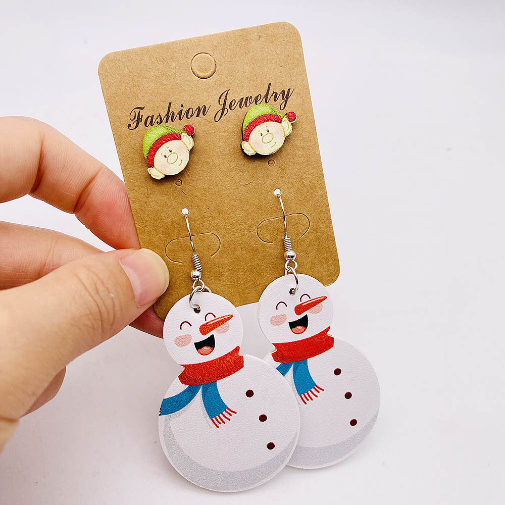 1 Set Cartoon Style Cartoon Character Leaf Pu Leather Drop Earrings Ear Studs