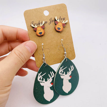 1 Set Cartoon Style Cartoon Character Leaf Pu Leather Drop Earrings Ear Studs