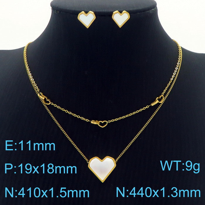 Wholesale Elegant Commute Star Heart Shape Titanium Steel Layered Plating Hollow Out 18k Gold Plated Earrings Necklace