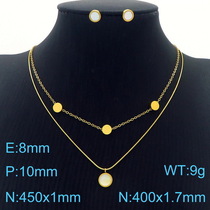 Wholesale Elegant Commute Star Heart Shape Titanium Steel Layered Plating Hollow Out 18k Gold Plated Earrings Necklace