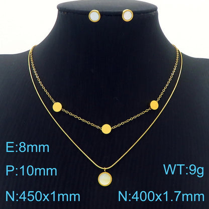 Wholesale Elegant Commute Star Heart Shape Titanium Steel Layered Plating Hollow Out 18k Gold Plated Earrings Necklace