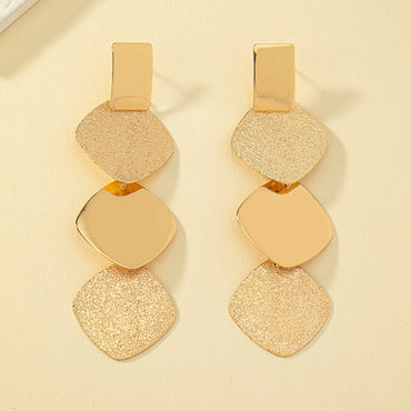 Wholesale Jewelry Vintage Style Solid Color Rhombus Metal Drop Earrings