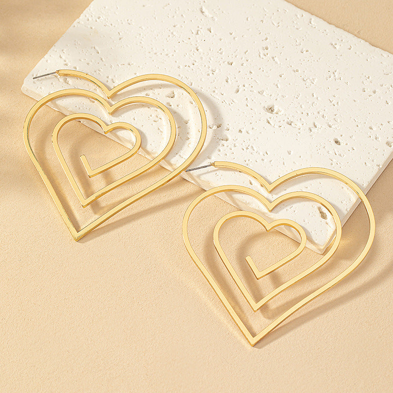 1 Pair Vintage Style Heart Shape Plating Alloy Ear Studs