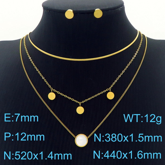 Wholesale Elegant Commute Star Heart Shape Titanium Steel Layered Plating Hollow Out 18k Gold Plated Earrings Necklace