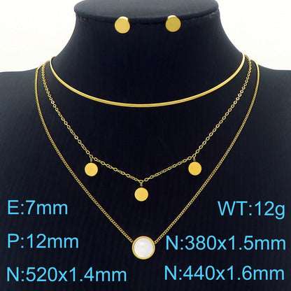 Wholesale Elegant Commute Star Heart Shape Titanium Steel Layered Plating Hollow Out 18k Gold Plated Earrings Necklace