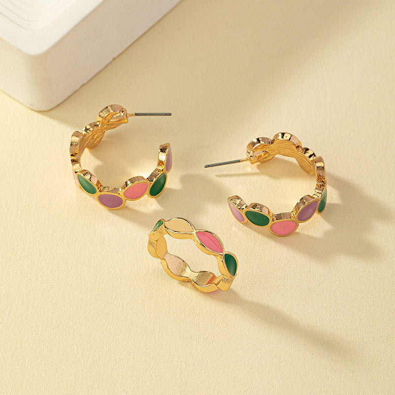 Simple Style Round Alloy Wholesale Rings Earrings