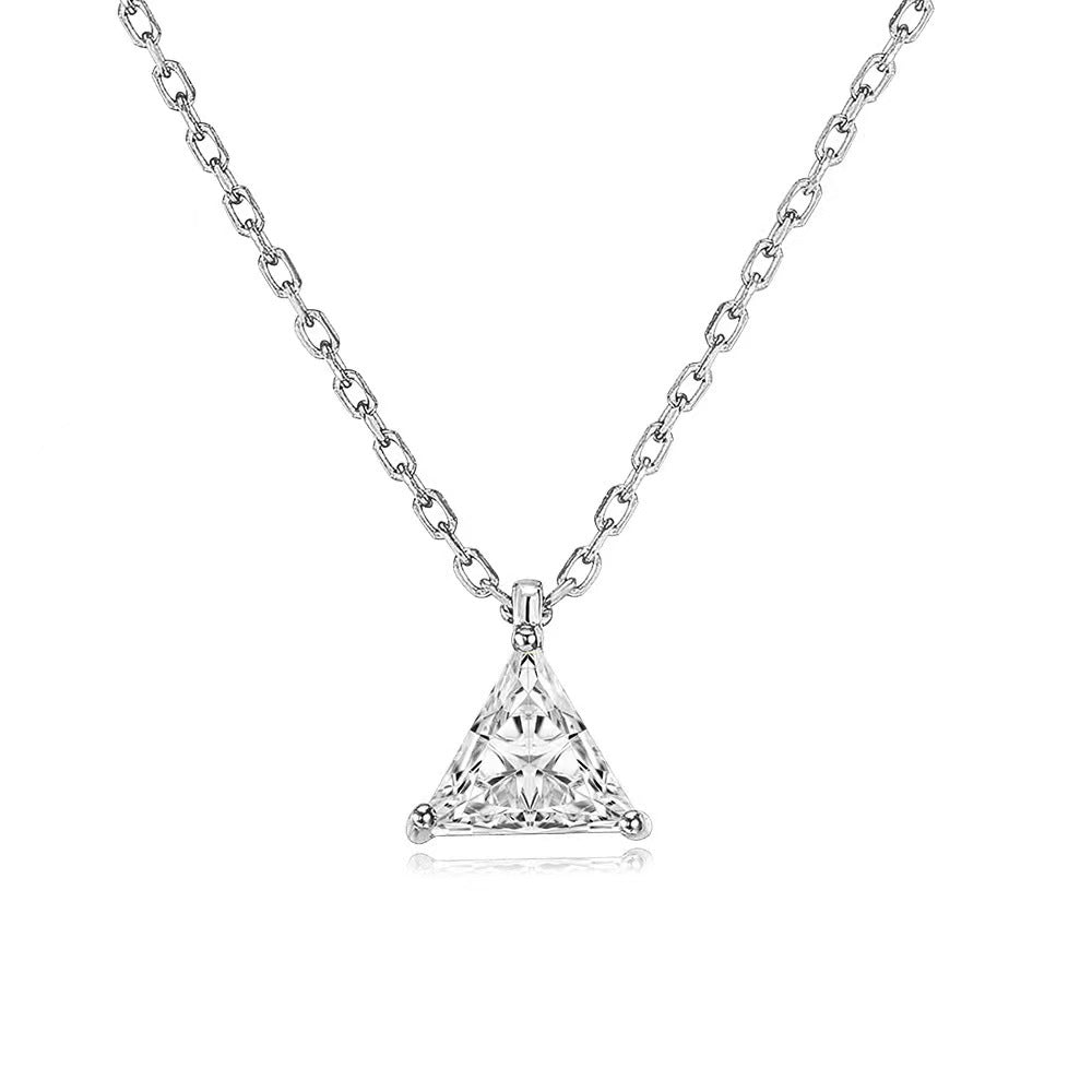 Casual Triangle Sterling Silver 14k Gold Plated Zircon Pendant Necklace In Bulk