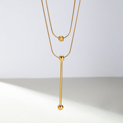 Elegant Modern Style Simple Style Solid Color Stainless Steel Plating 18k Gold Plated Layered Necklaces