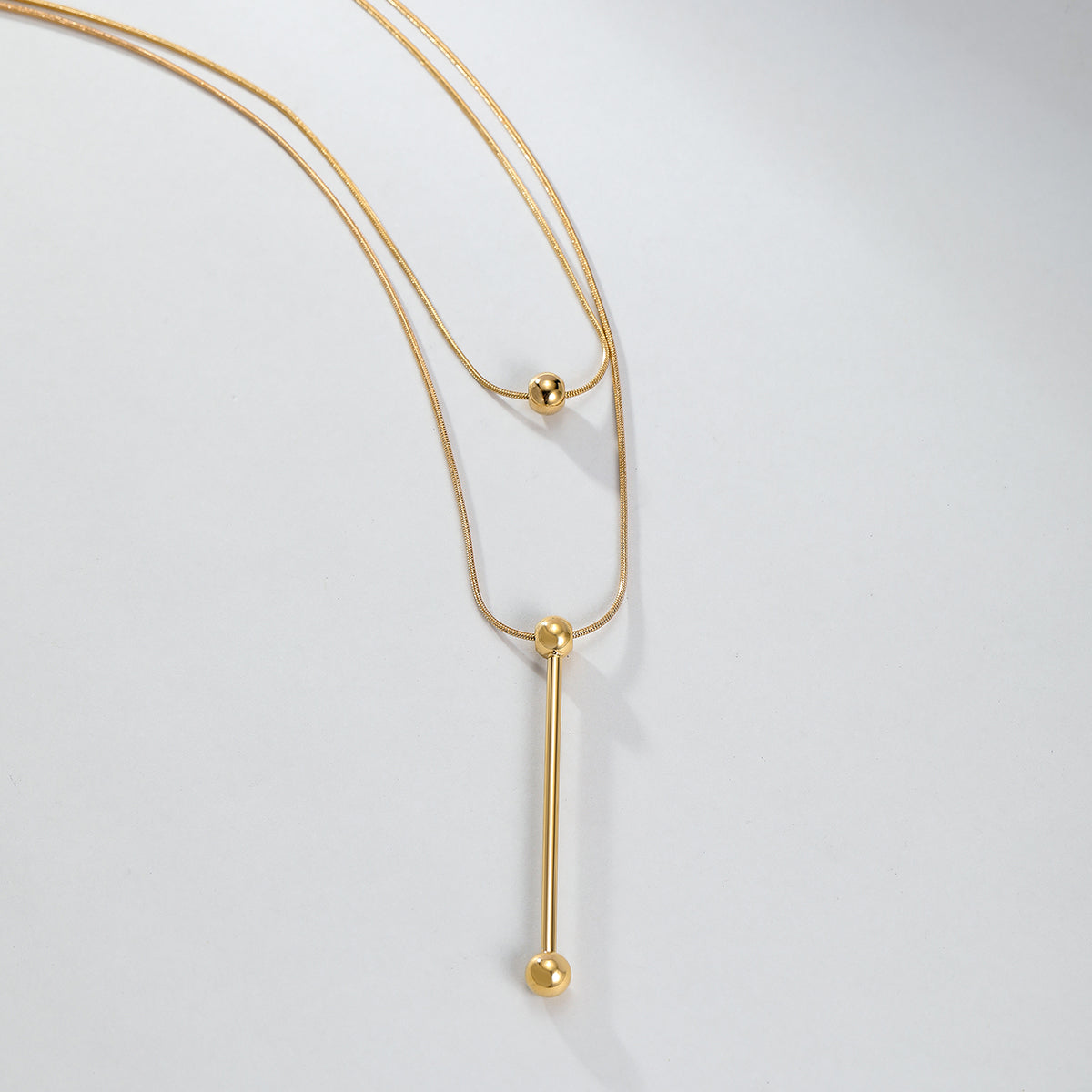 Elegant Modern Style Simple Style Solid Color Stainless Steel Plating 18k Gold Plated Layered Necklaces