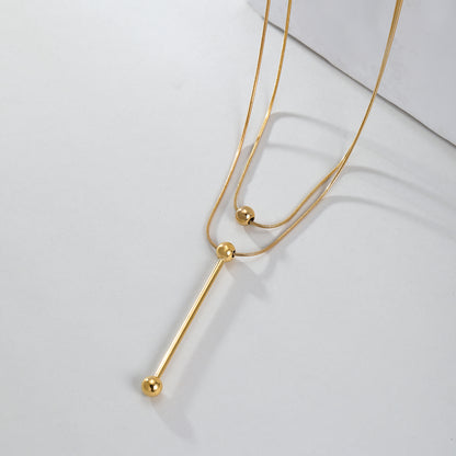 Elegant Modern Style Simple Style Solid Color Stainless Steel Plating 18k Gold Plated Layered Necklaces