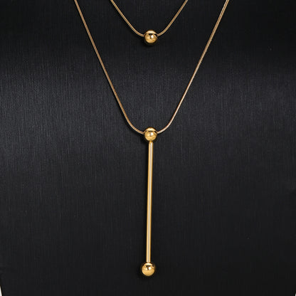 Elegant Modern Style Simple Style Solid Color Stainless Steel Plating 18k Gold Plated Layered Necklaces