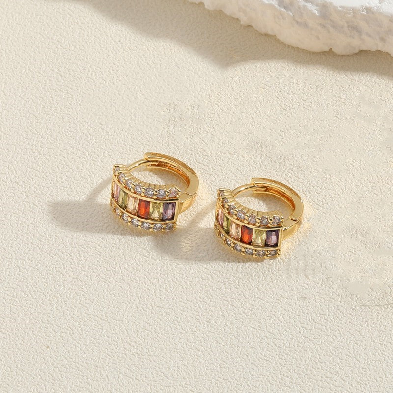 1 Pair Elegant Classic Style Round Plating Inlay Copper Zircon 14k Gold Plated Earrings