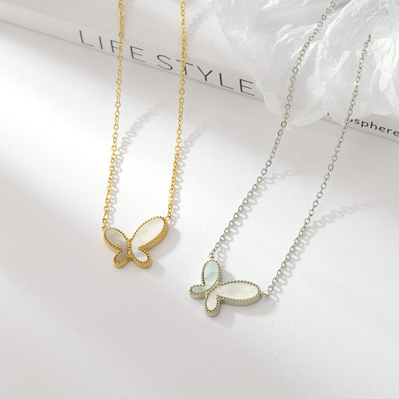 Sweet Simple Style Butterfly Stainless Steel Plating Gold Plated Pendant Necklace