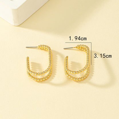 1 Pair Lady Oval Plating Hollow Out Alloy 14k Gold Plated Ear Studs