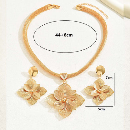 Elegant Flower 18k Gold Plated Iron Wholesale Earrings Necklace