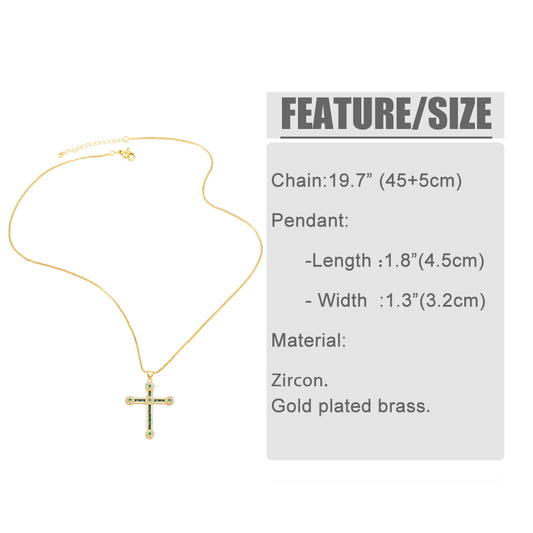 Fashion Simple Style Cross Copper 18k Gold Plated Zircon Necklace In Bulk