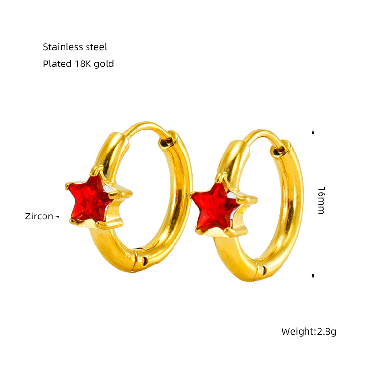 1 Pair Elegant Retro Star Plating Inlay Stainless Steel Zircon 18k Gold Plated Earrings