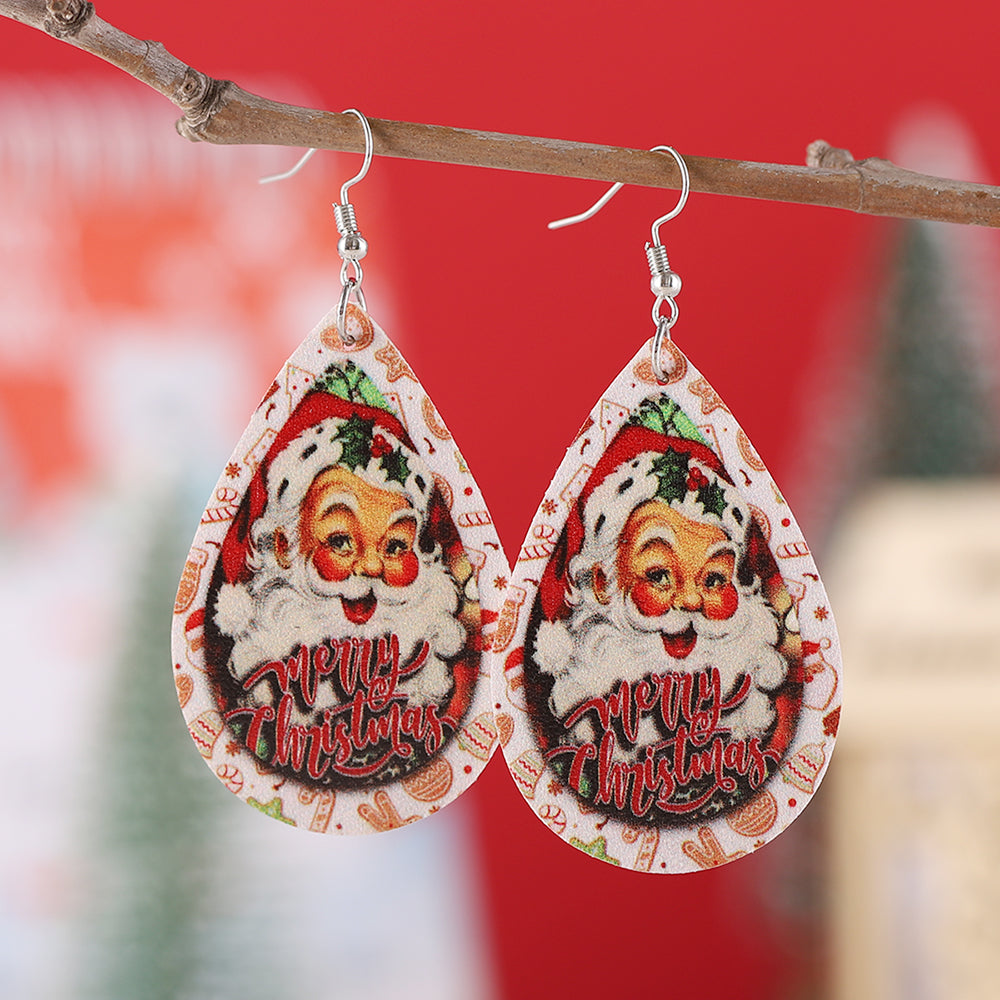 Wholesale Jewelry Vintage Style Santa Claus Pu Leather Drop Earrings