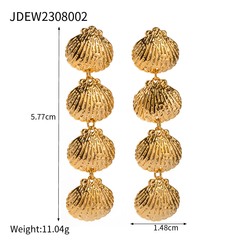 1 Pair Ig Style Casual Shell Plating Stainless Steel 18k Gold Plated Drop Earrings