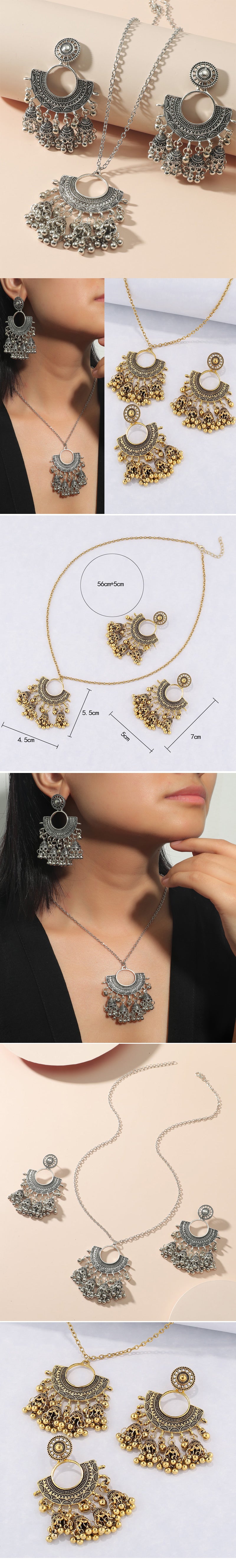 Vintage Style Solid Color Alloy Wholesale Earrings Necklace