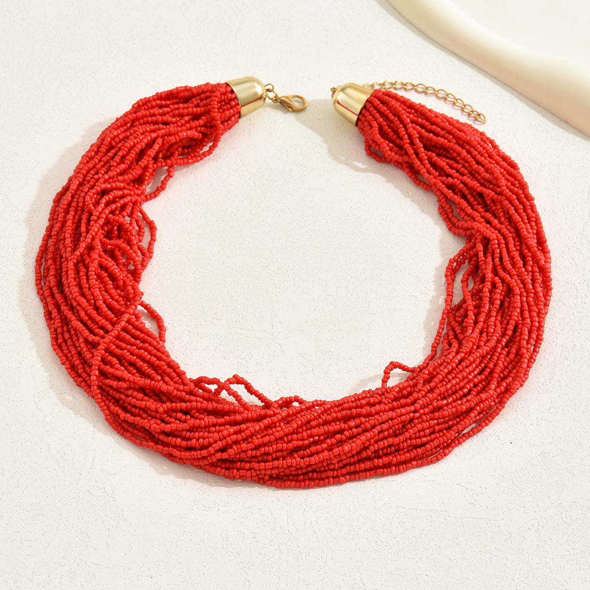 Ethnic Style Romantic Solid Color Round Plastic Seed Bead Beaded Chain Women's Layered Necklaces Sweater Chain