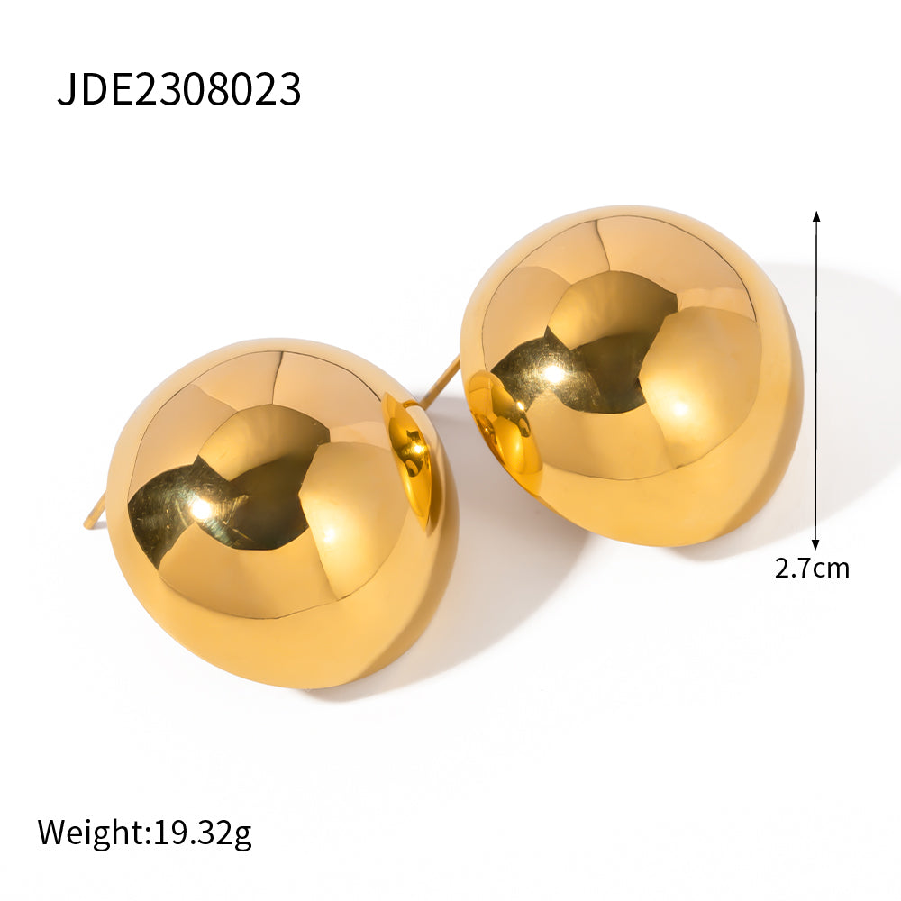 1 Pair Ig Style Simple Style Round Plating Stainless Steel 18k Gold Plated Ear Studs