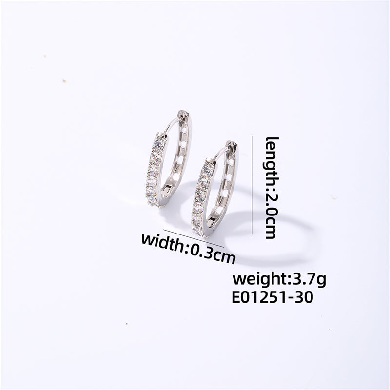 1 Pair Casual Simple Style Shiny Square Oval Plating Inlay Copper Zircon Rose Gold Plated White Gold Plated Gold Plated Earrings