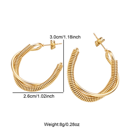 1 Piece Glam Vintage Style Cool Style Stripe Irregular Plating Stainless Steel 18k Gold Plated Ear Studs