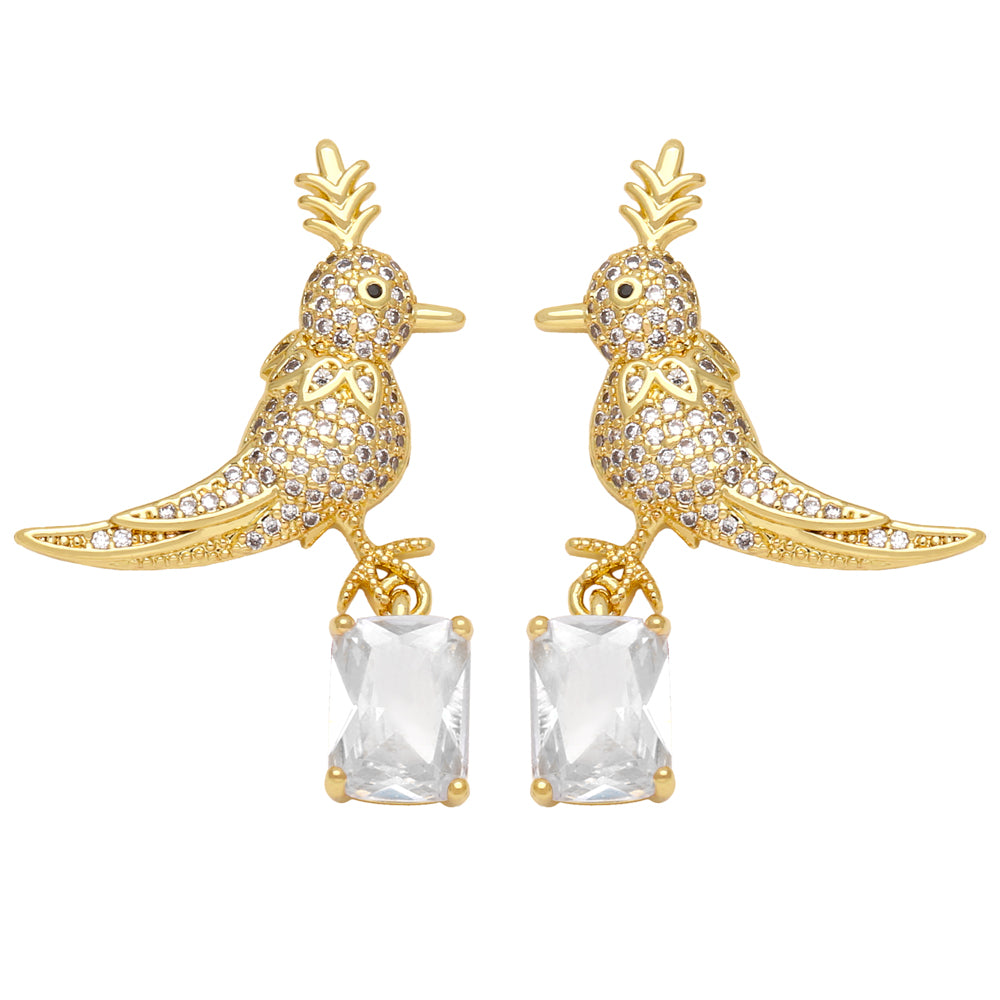 1 Pair Simple Style Bird Plating Inlay Copper Zircon 18k Gold Plated Drop Earrings
