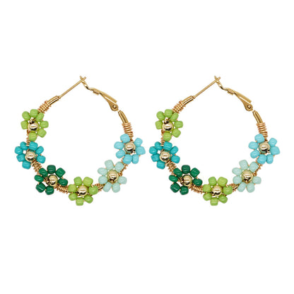 1 Pair Simple Style Flower Patchwork Glass Earrings