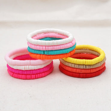 Simple Style Round Soft Clay Beaded Women's Bracelets
