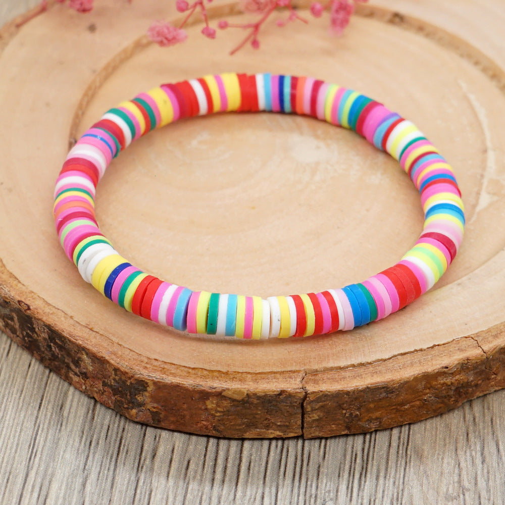 Simple Style Round Soft Clay Beaded Women's Bracelets