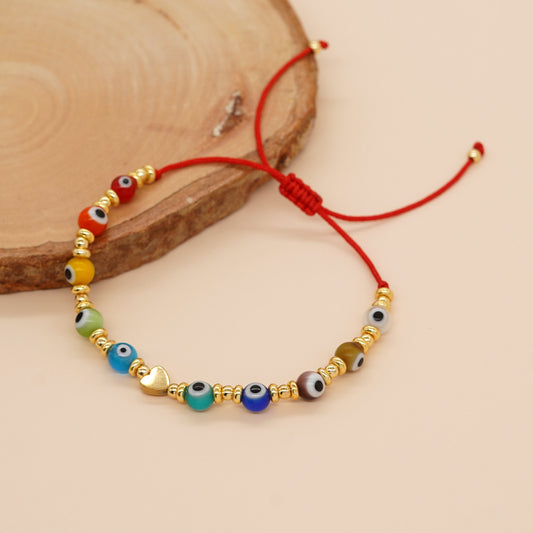 Ethnic Style Devil's Eye Heart Shape Glass Glass Beaded Women's Bracelets