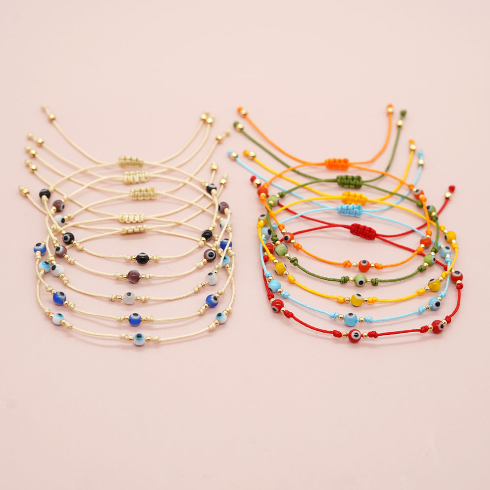 Simple Style Devil's Eye Glass Glass Braid Women's Bracelets