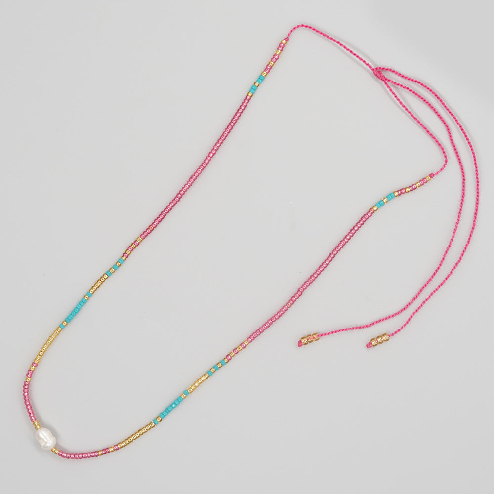 Simple Style Round Pearl Seed Bead Beaded Chain Women's Necklace