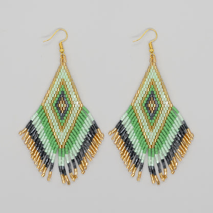 Wholesale Jewelry Bohemian Rhombus Glass Drop Earrings