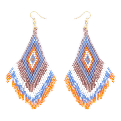 Wholesale Jewelry Bohemian Rhombus Glass Drop Earrings