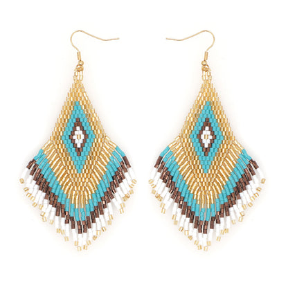 Wholesale Jewelry Bohemian Rhombus Glass Drop Earrings