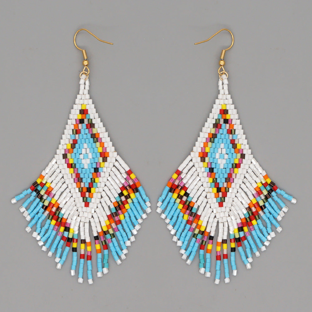 Wholesale Jewelry Bohemian Rhombus Glass Drop Earrings