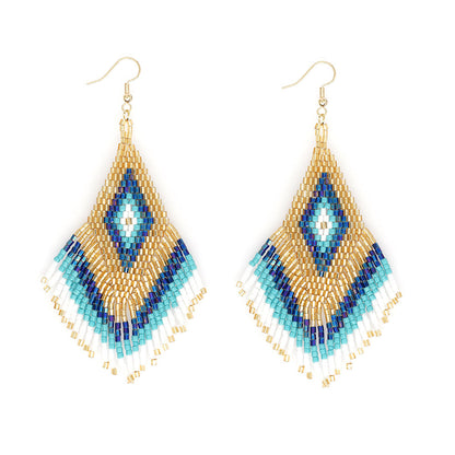 Wholesale Jewelry Bohemian Rhombus Glass Drop Earrings